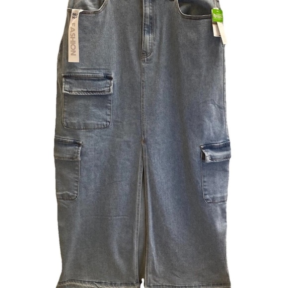 Tinseltown Juniors Maxi Cargo High Rise Denim Skirt Size 15 Grunge 90’s Vibe NWT - Picture 1 of 9